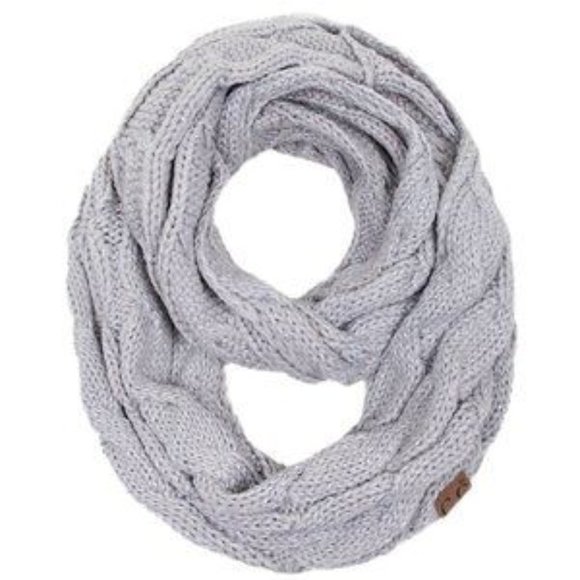 C.C 3pc Metallic Knit Beanie Gloves Scarves Set